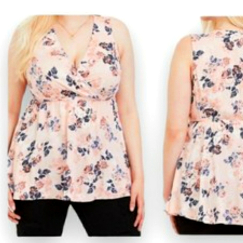 TORRID BLUSH FLORAL CHALLIS TANK Size 1